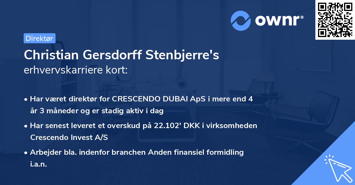 Christian Gersdorff Stenbjerre's erhvervskarriere kort