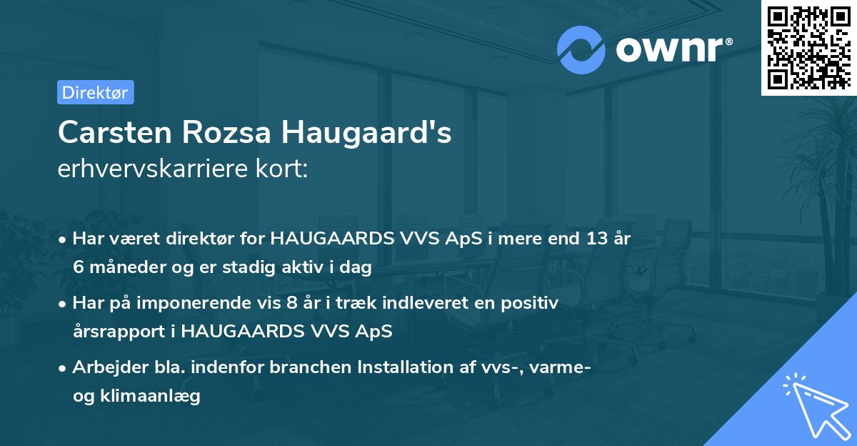 Carsten Rozsa Haugaard's erhvervskarriere kort
