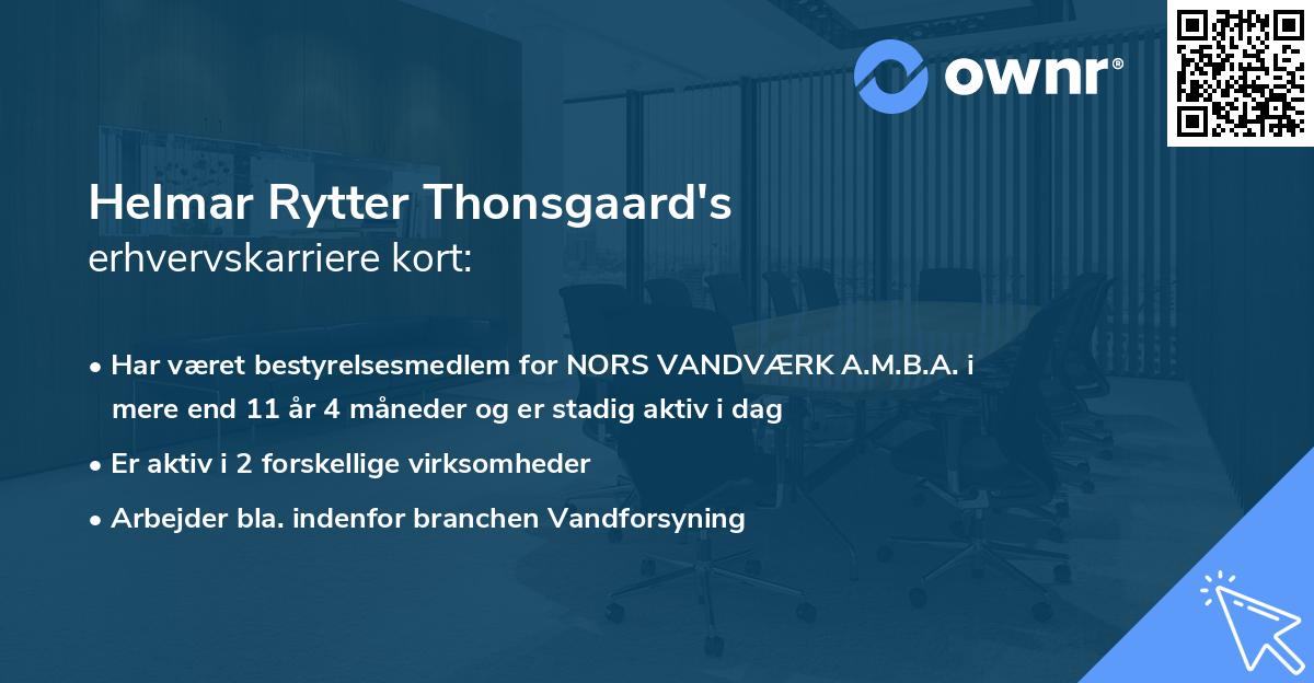 Helmar Rytter Thonsgaard's erhvervskarriere kort