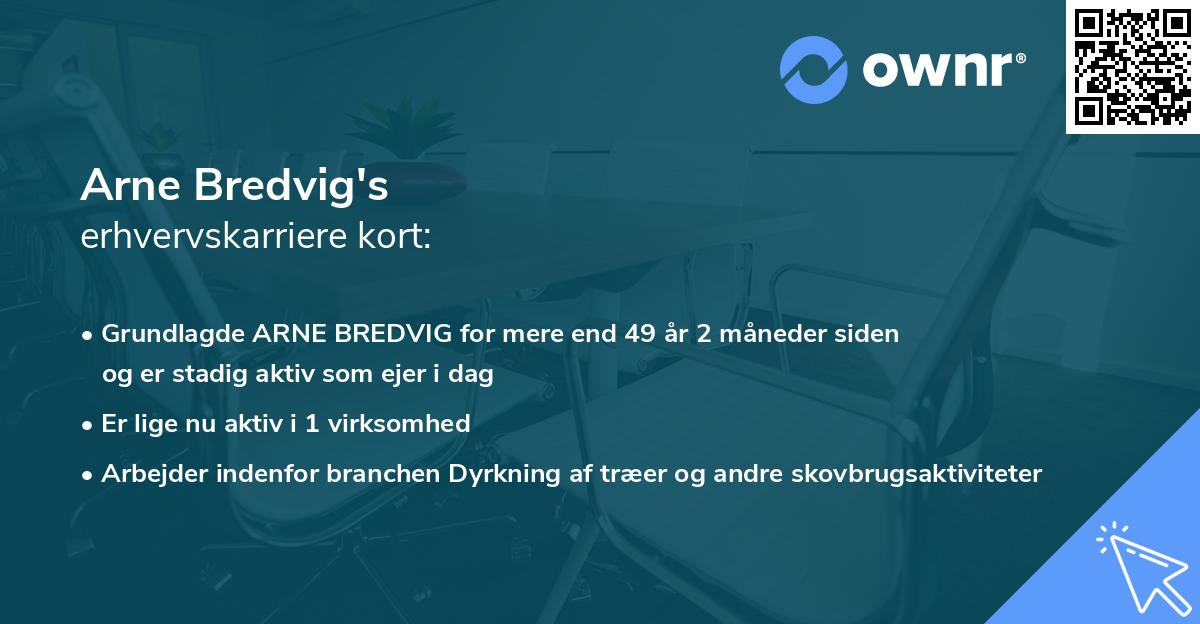 Arne Bredvig's erhvervskarriere kort