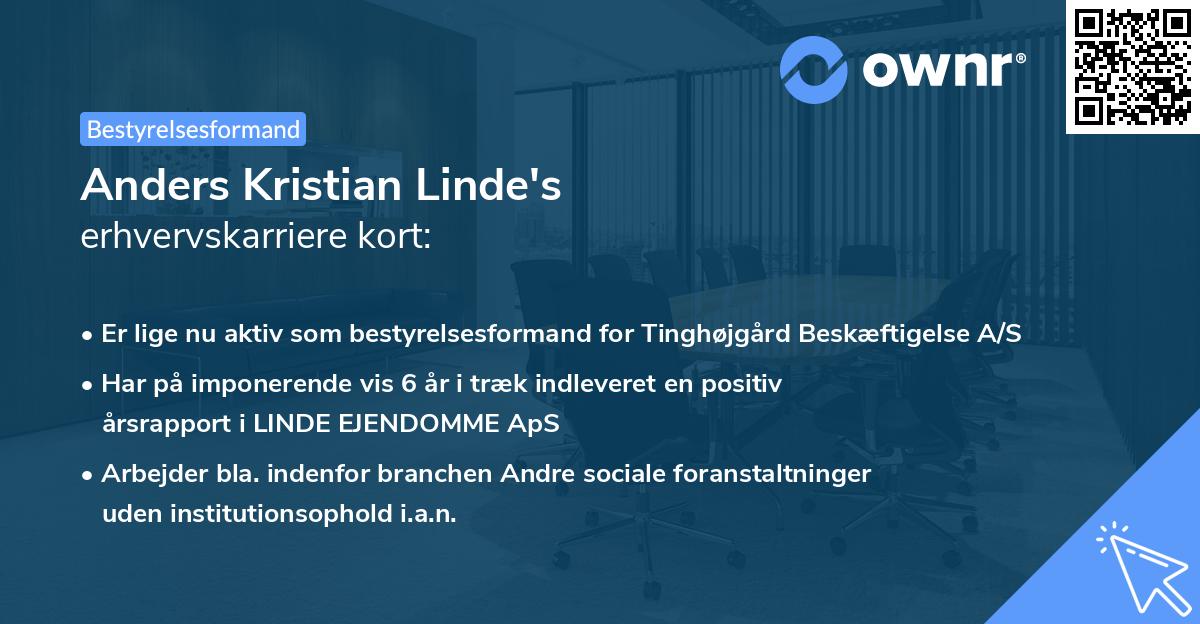 Anders Kristian Linde's erhvervskarriere kort