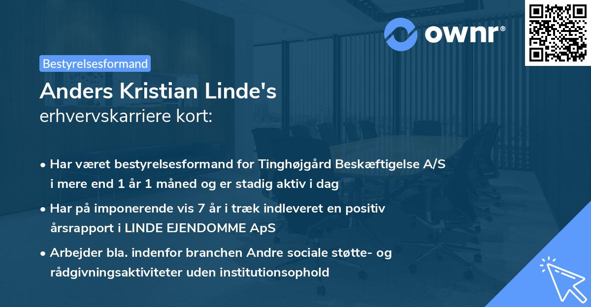 Anders Kristian Linde's erhvervskarriere kort
