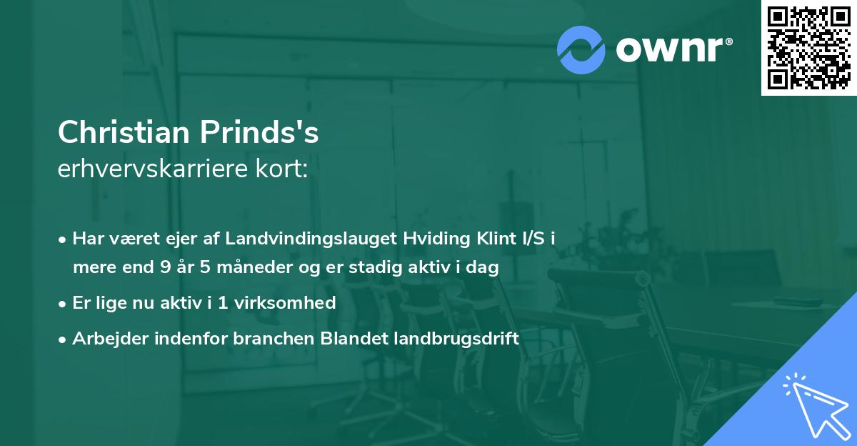 Christian Prinds's erhvervskarriere kort
