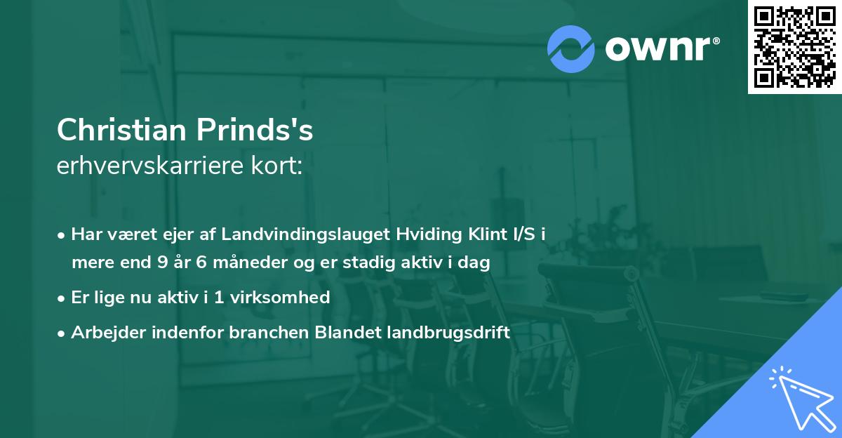 Christian Prinds's erhvervskarriere kort