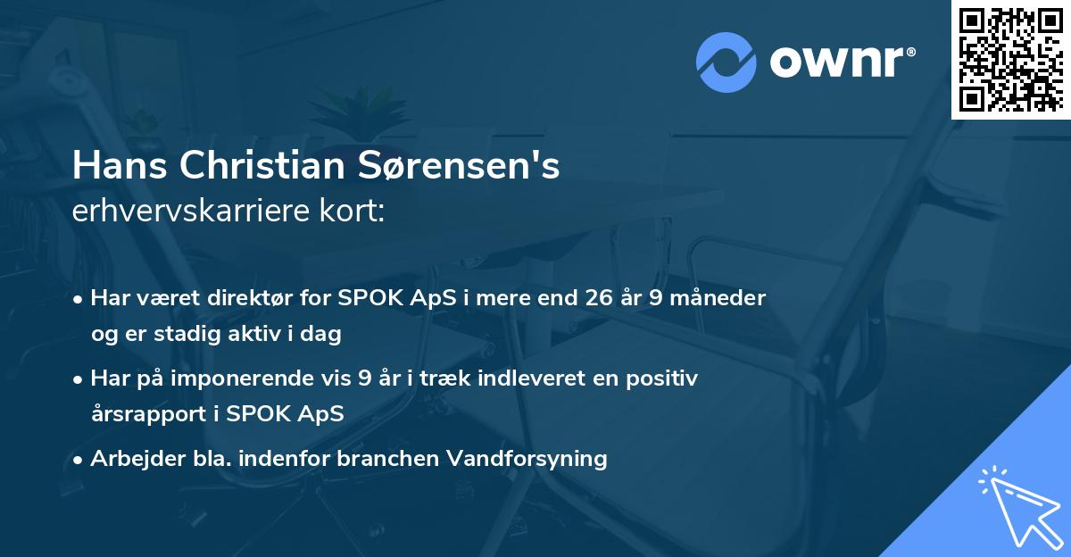 Hans Christian Sørensen's erhvervskarriere kort
