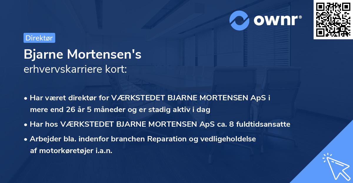 Bjarne Mortensen's erhvervskarriere kort