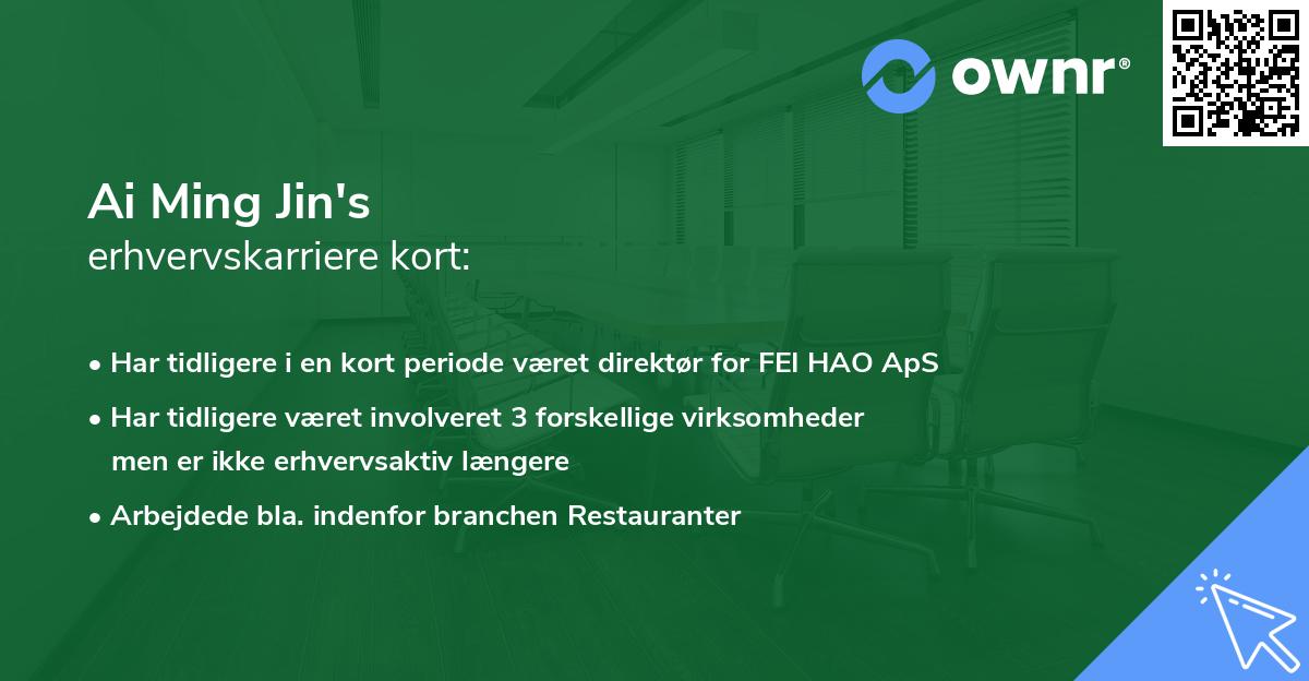 Ai Ming Jin's erhvervskarriere kort