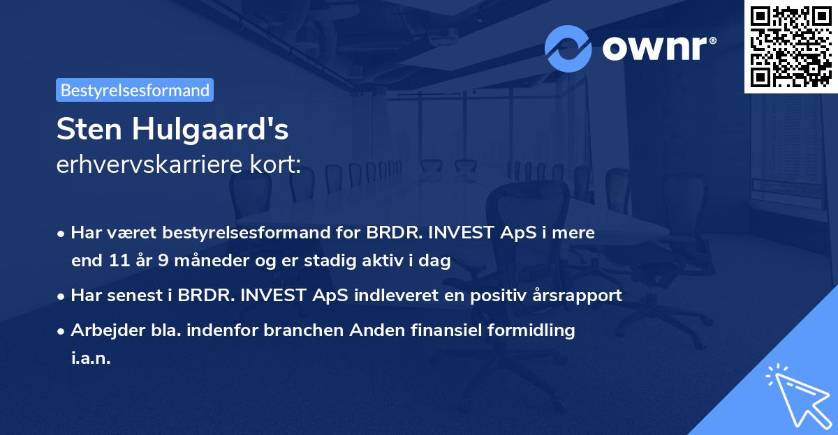 Sten Hulgaard's erhvervskarriere kort