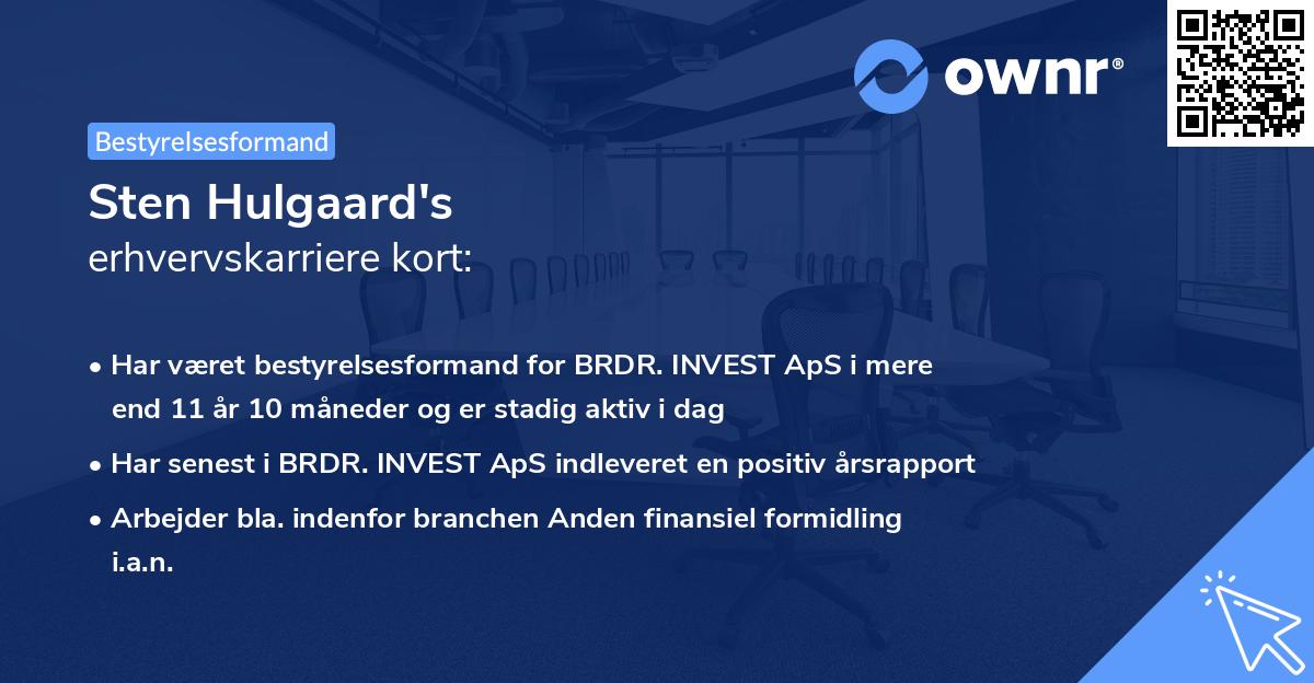 Sten Hulgaard's erhvervskarriere kort