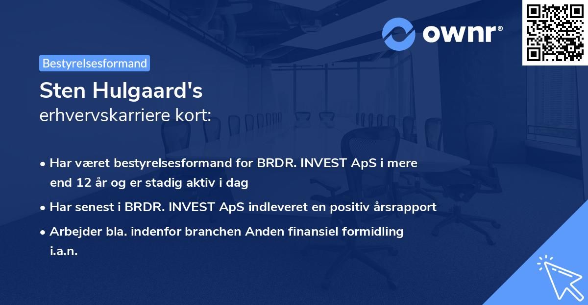 Sten Hulgaard's erhvervskarriere kort