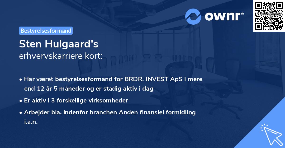 Sten Hulgaard's erhvervskarriere kort
