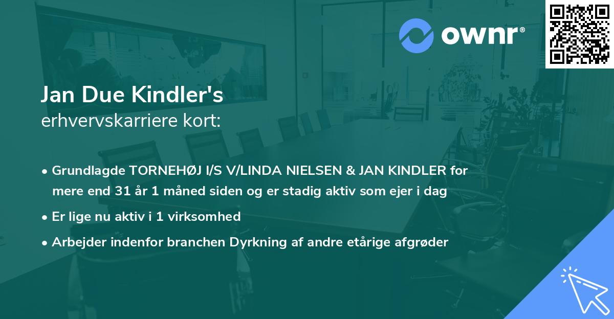 Jan Due Kindler's erhvervskarriere kort