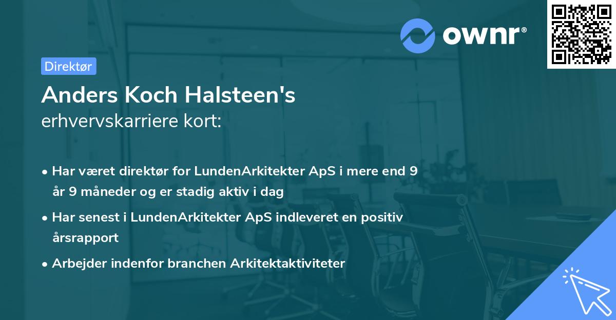 Anders Koch Halsteen's erhvervskarriere kort