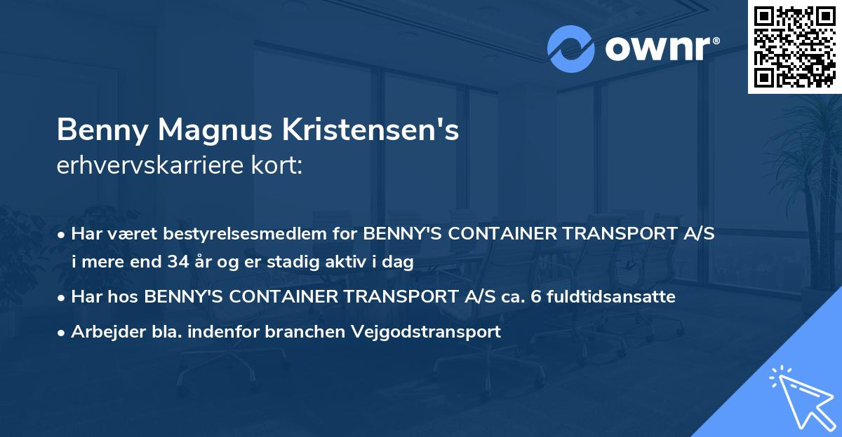 Benny Magnus Kristensen's erhvervskarriere kort