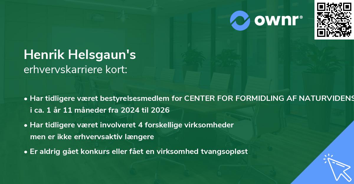 Henrik Helsgaun's erhvervskarriere kort