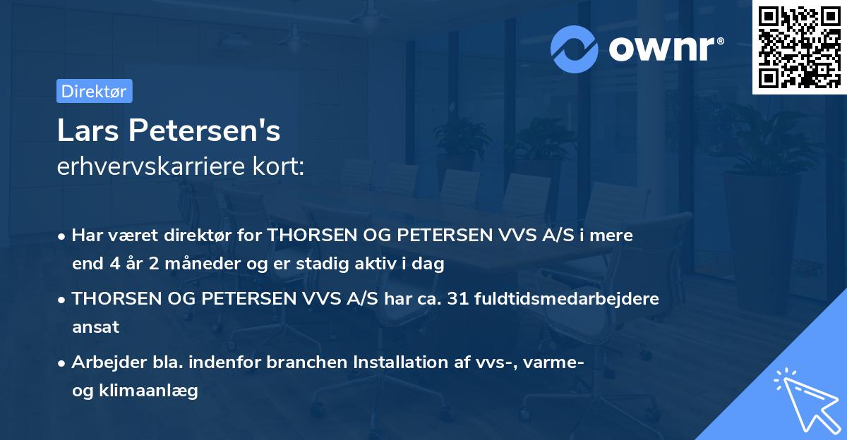 Lars Petersen's erhvervskarriere kort
