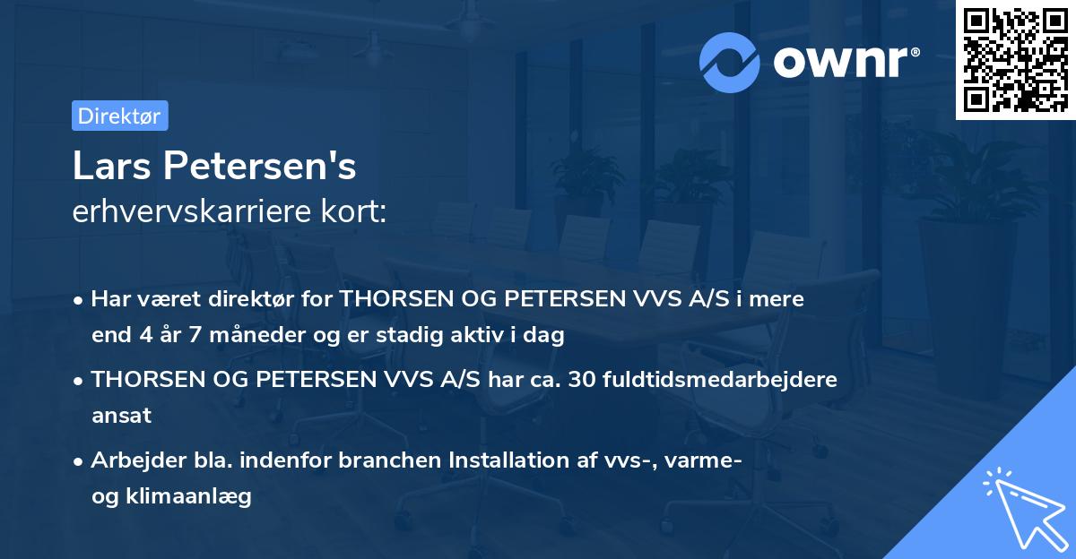 Lars Petersen's erhvervskarriere kort