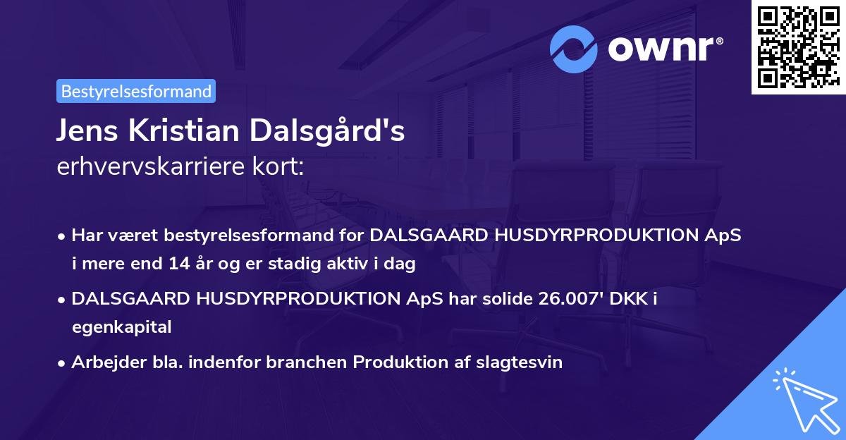 Jens Kristian Dalsgård's erhvervskarriere kort