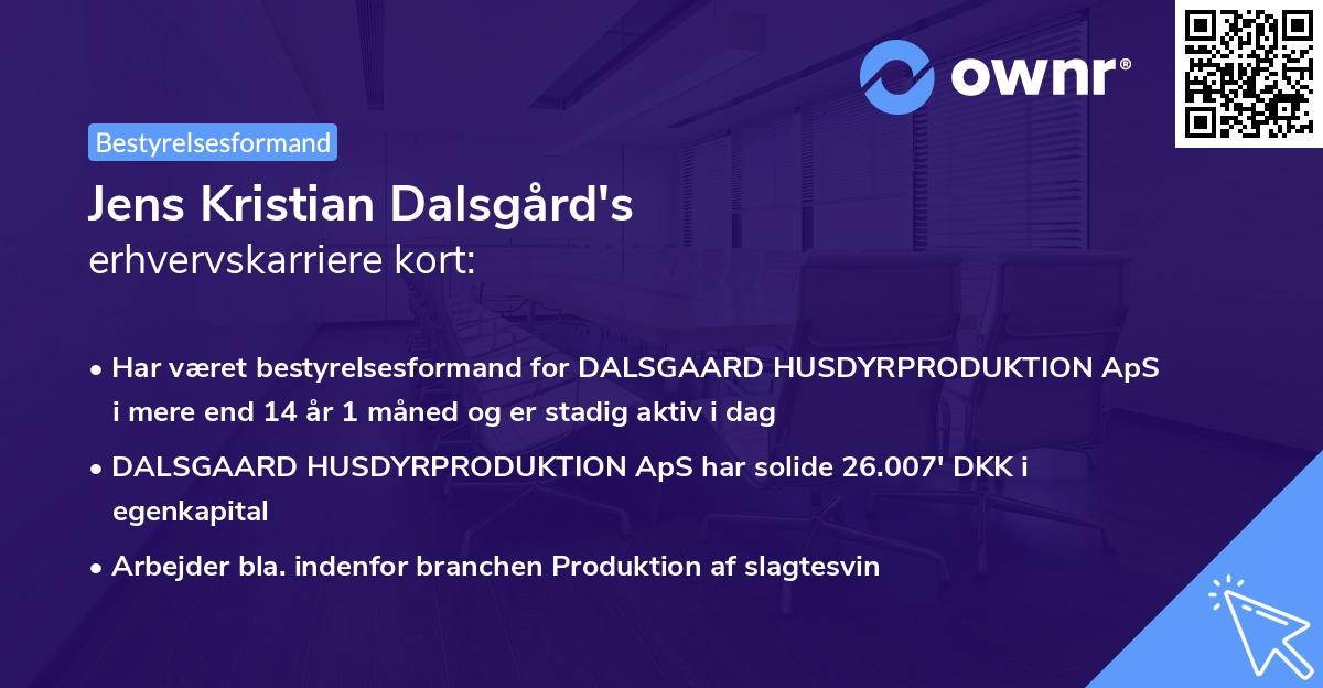 Jens Kristian Dalsgård's erhvervskarriere kort