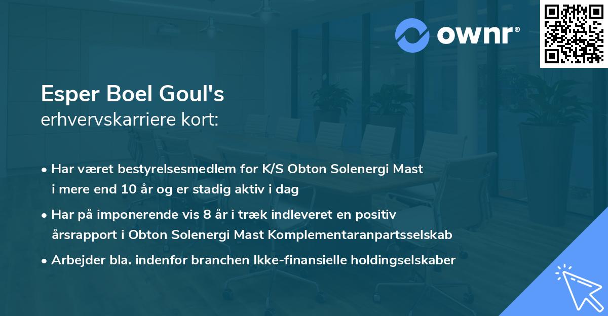 Esper Boel Goul's erhvervskarriere kort