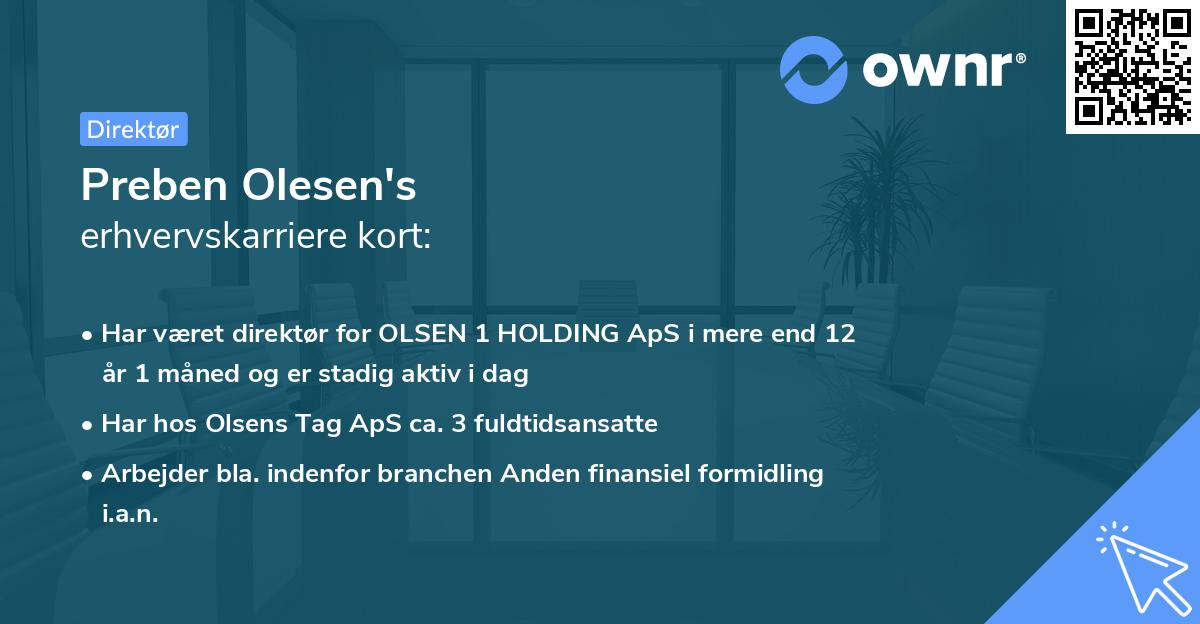 Preben Olesen's erhvervskarriere kort