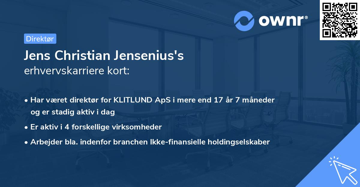 Jens Christian Jensenius's erhvervskarriere kort