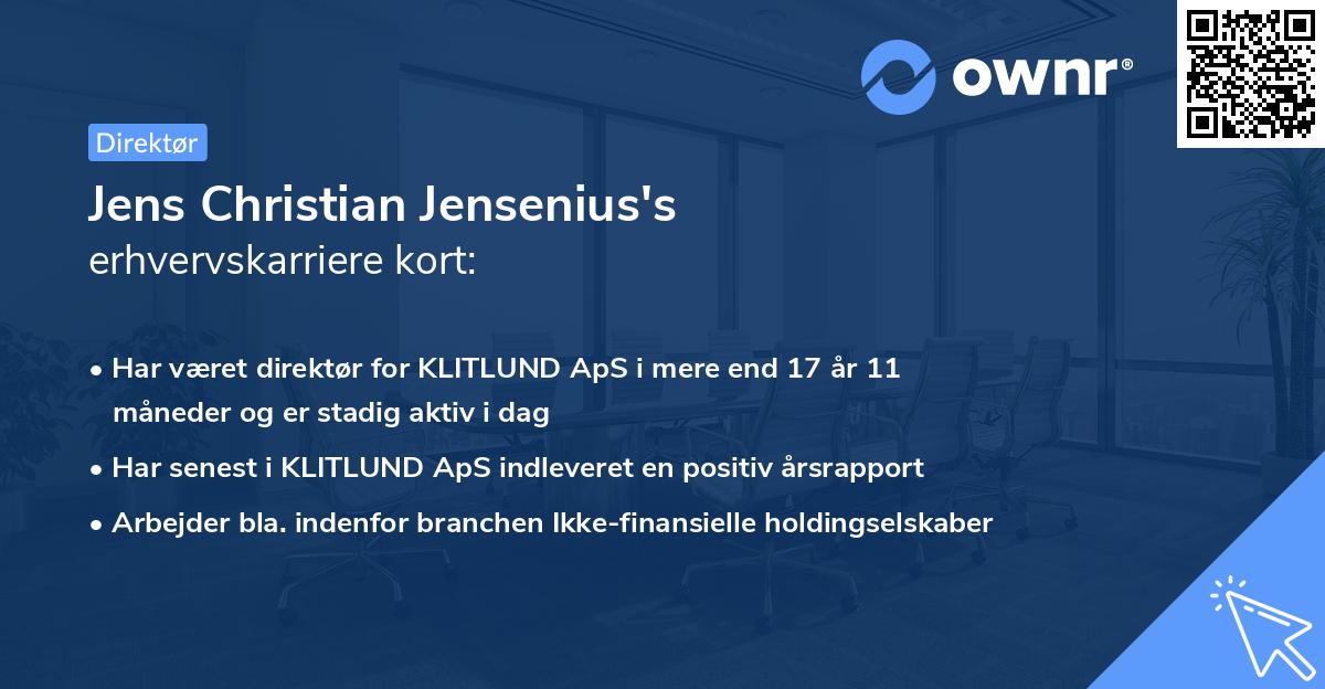 Jens Christian Jensenius's erhvervskarriere kort