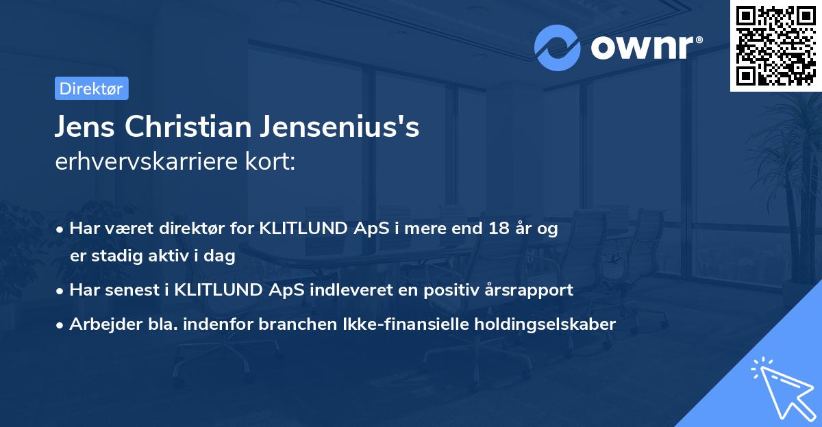 Jens Christian Jensenius's erhvervskarriere kort