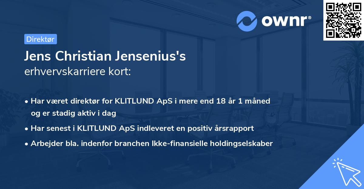 Jens Christian Jensenius's erhvervskarriere kort