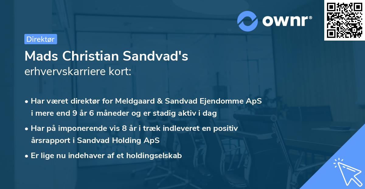 Mads Christian Sandvad's erhvervskarriere kort