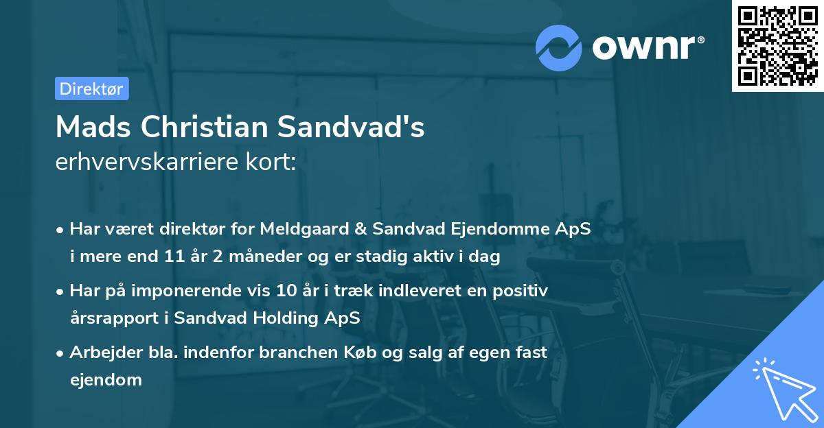 Mads Christian Sandvad's erhvervskarriere kort