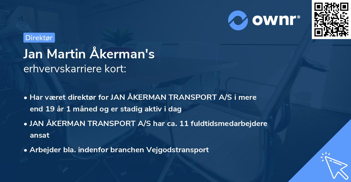 Jan Martin Åkerman's erhvervskarriere kort