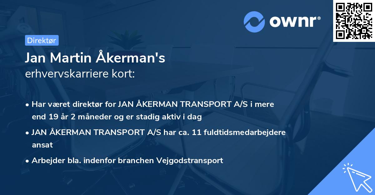 Jan Martin Åkerman's erhvervskarriere kort