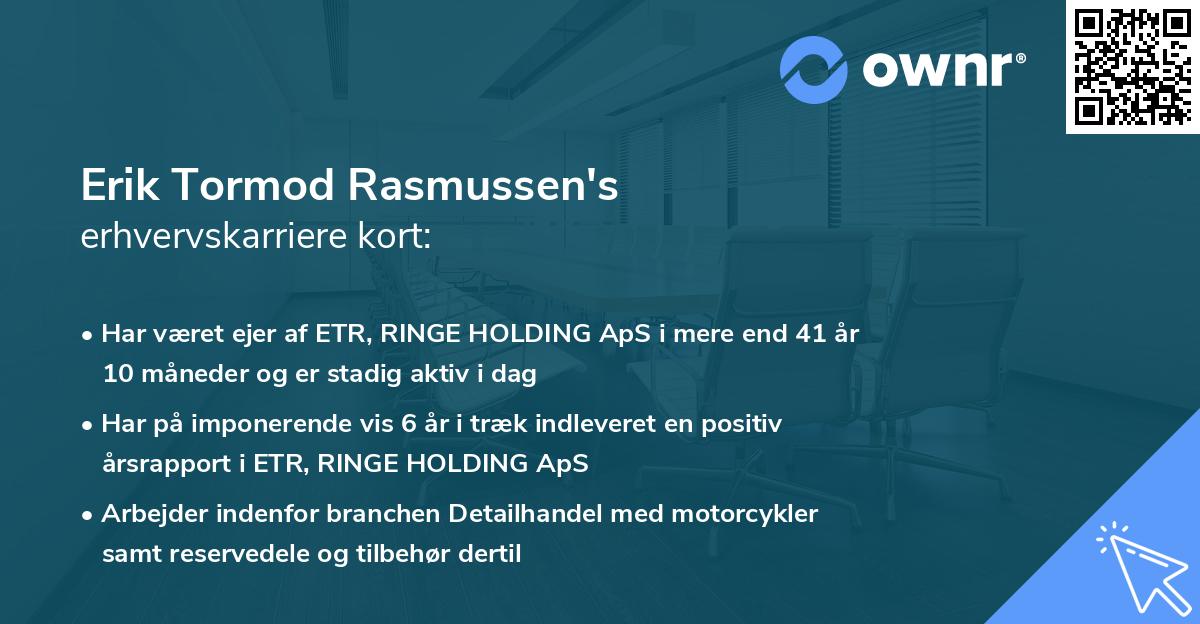 Erik Tormod Rasmussen's erhvervskarriere kort