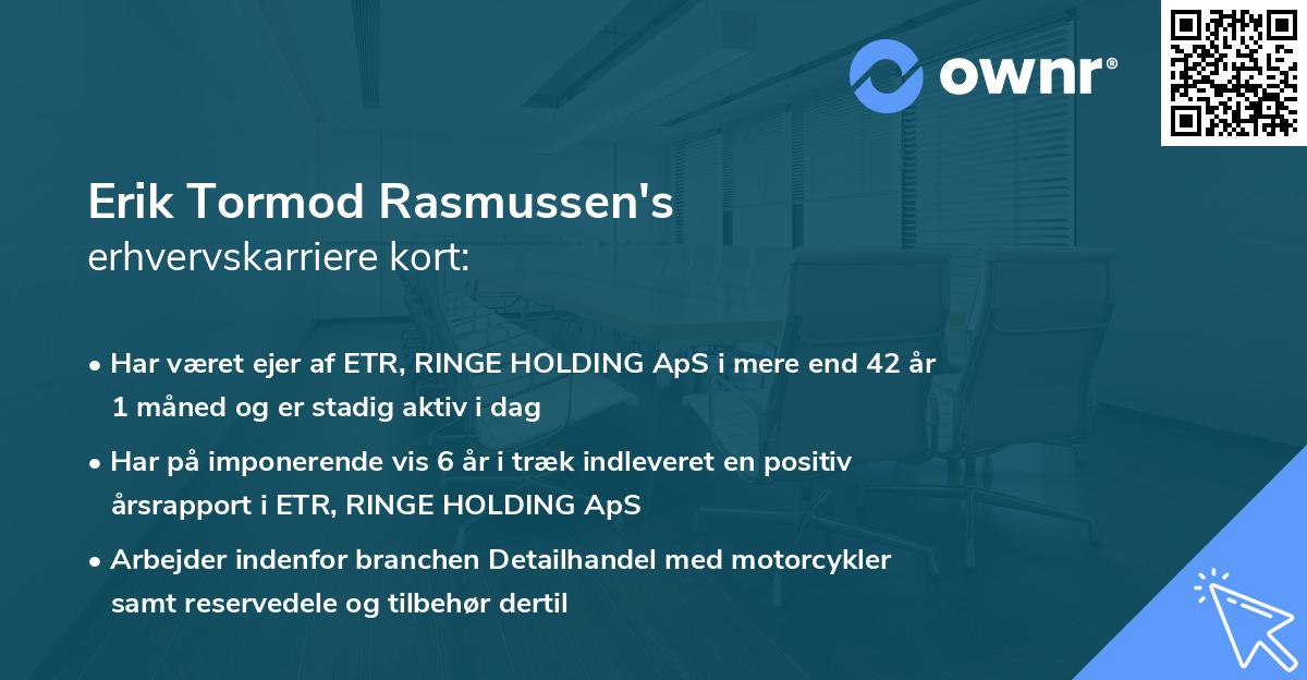 Erik Tormod Rasmussen's erhvervskarriere kort