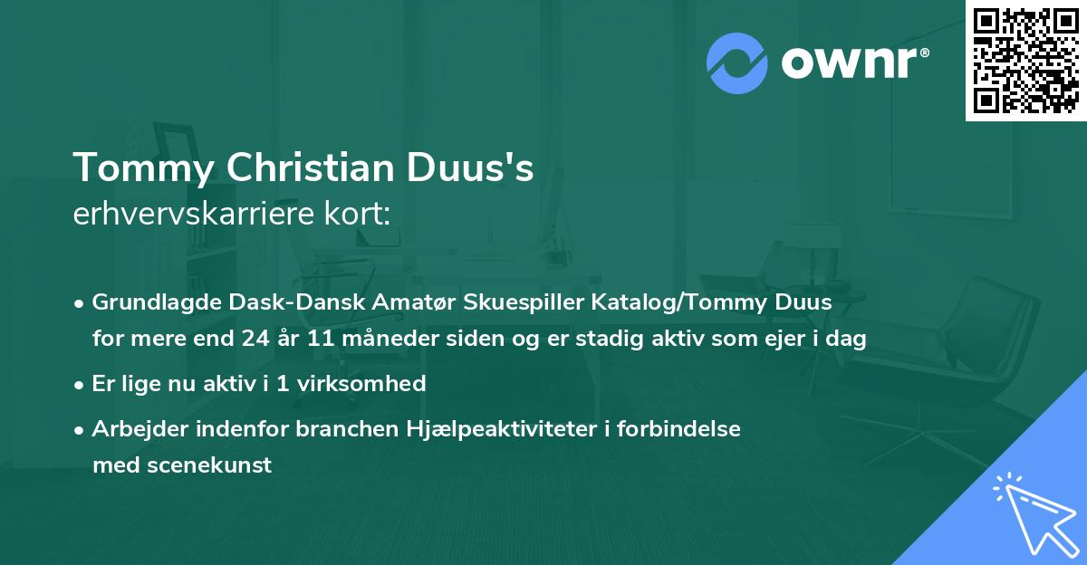 Tommy Christian Duus's erhvervskarriere kort