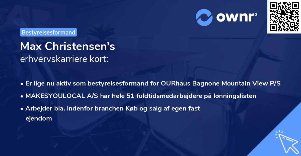 Max Christensen's erhvervskarriere kort