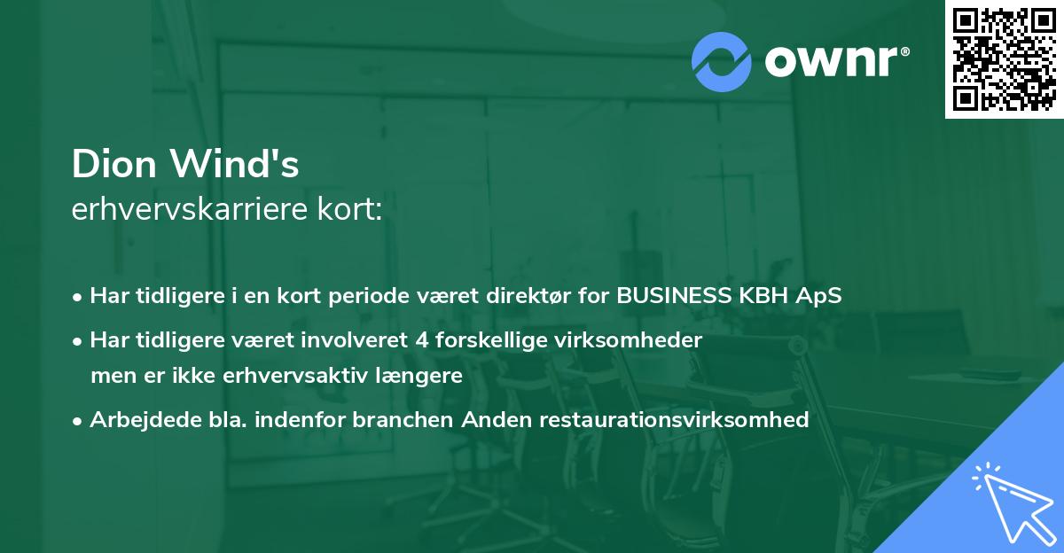 Dion Wind's erhvervskarriere kort