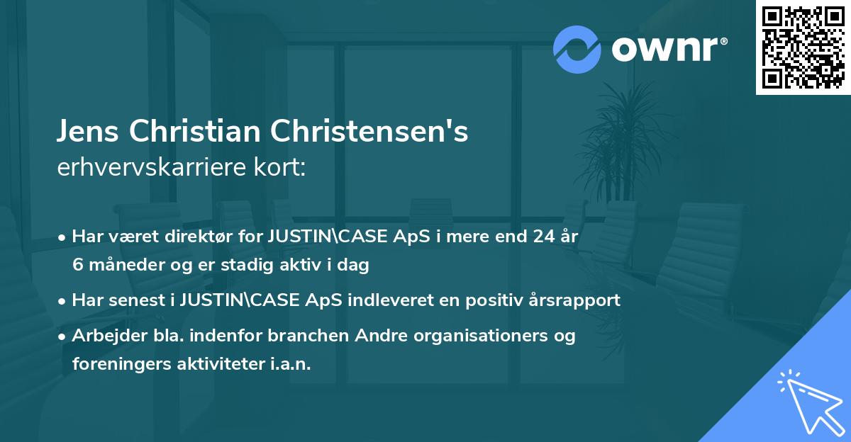 Jens Christian Christensen's erhvervskarriere kort