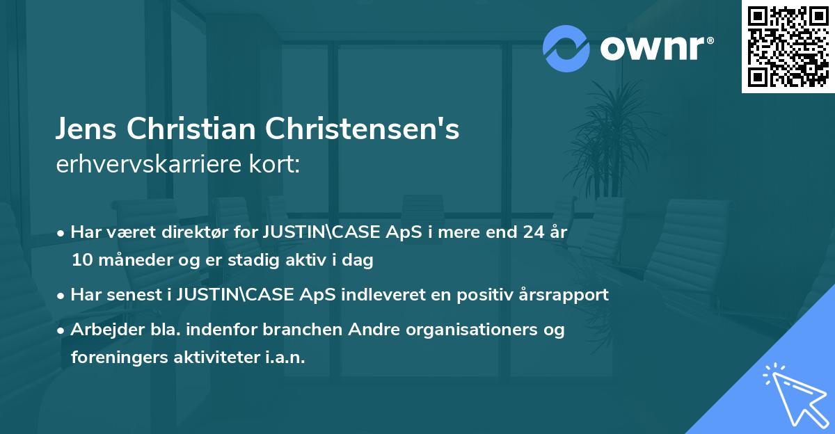 Jens Christian Christensen's erhvervskarriere kort