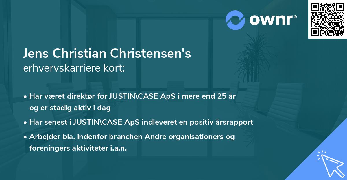 Jens Christian Christensen's erhvervskarriere kort