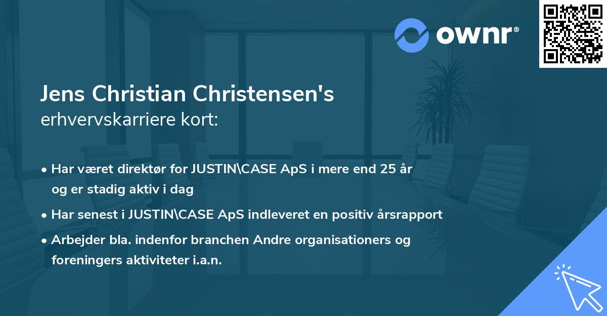 Jens Christian Christensen's erhvervskarriere kort