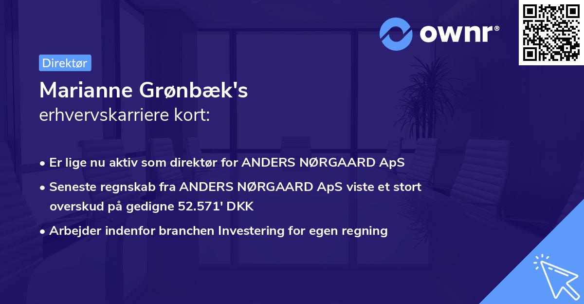 Marianne Grønbæk's erhvervskarriere kort