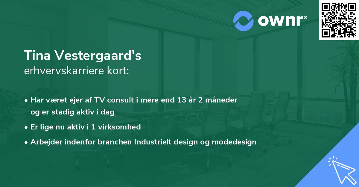 Tina Vestergaard's erhvervskarriere kort