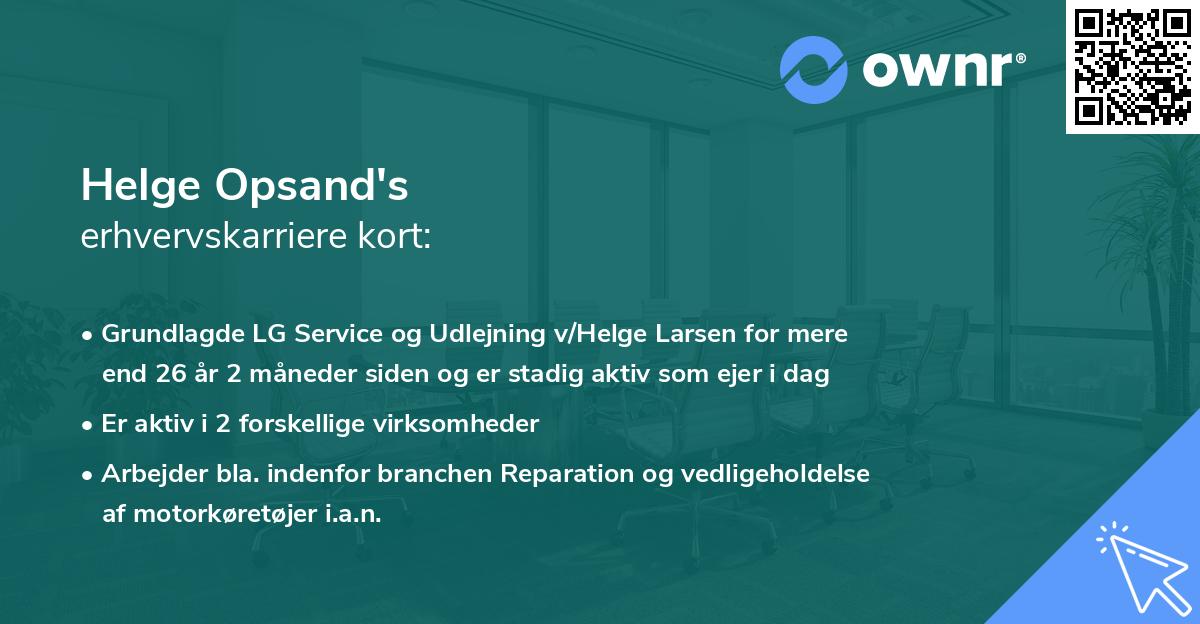Helge Opsand's erhvervskarriere kort