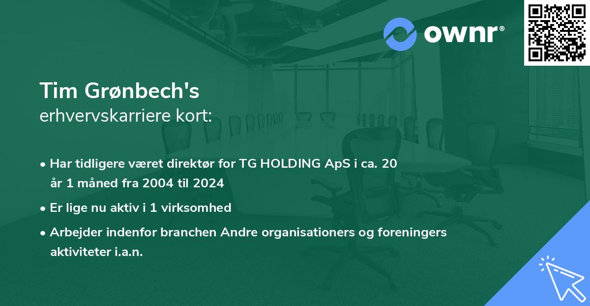Tim Grønbech's erhvervskarriere kort
