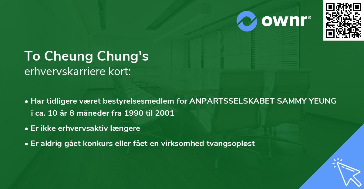 To Cheung Chung's erhvervskarriere kort