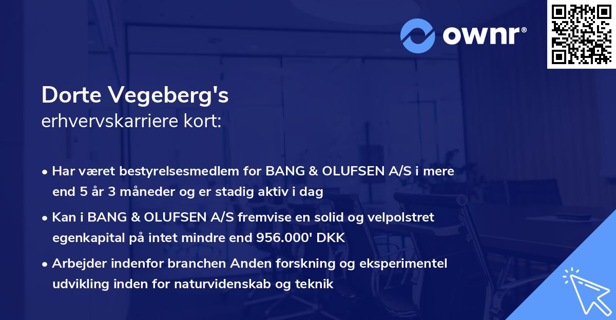 Dorte Vegeberg's erhvervskarriere kort