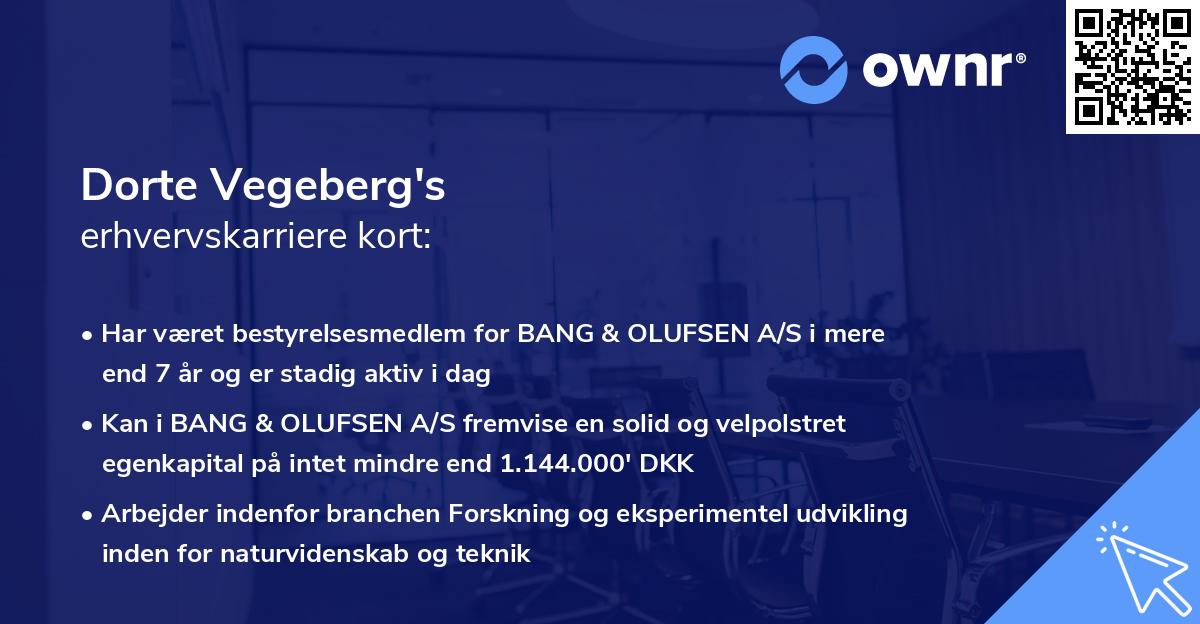 Dorte Vegeberg's erhvervskarriere kort