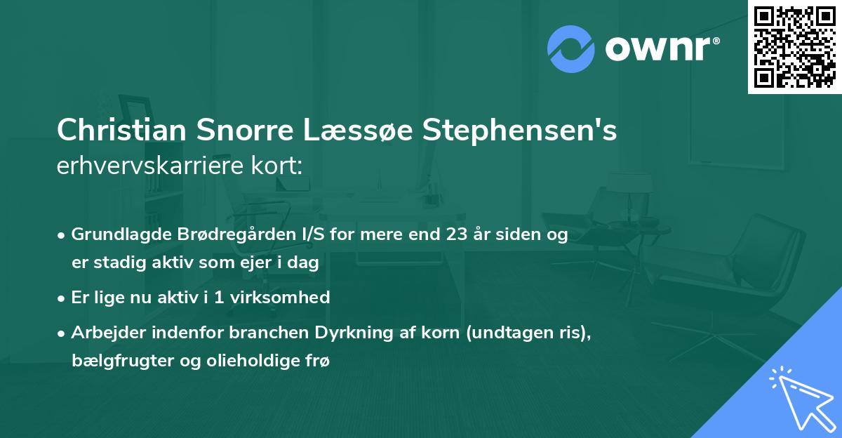 Christian Snorre Læssøe Stephensen's erhvervskarriere kort